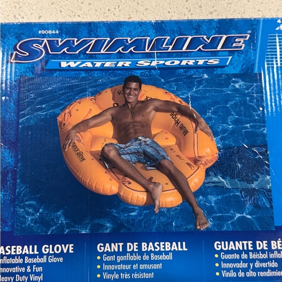 Men's Orange Inflatable Swim Glove - Picture 3 of 8